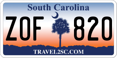 SC license plate ZOF820