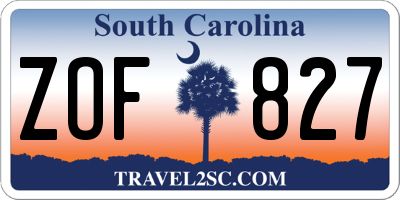 SC license plate ZOF827
