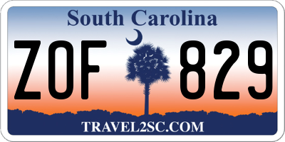 SC license plate ZOF829