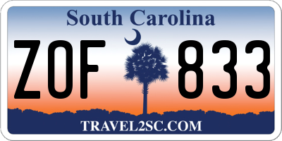 SC license plate ZOF833