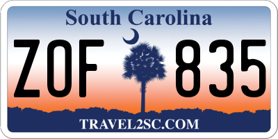 SC license plate ZOF835