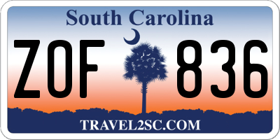 SC license plate ZOF836