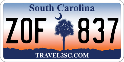 SC license plate ZOF837