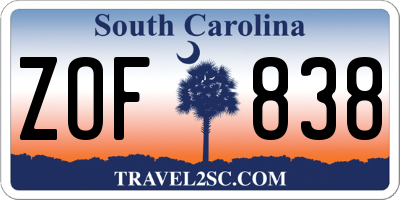 SC license plate ZOF838