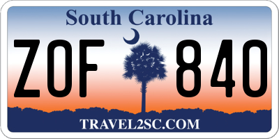 SC license plate ZOF840