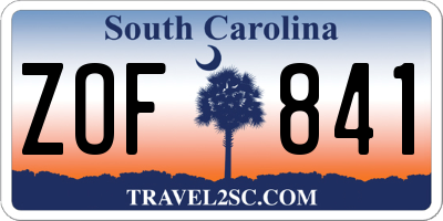 SC license plate ZOF841