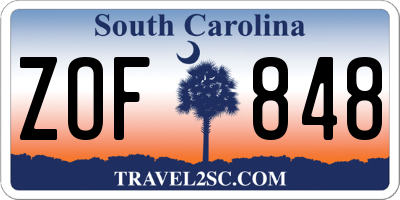 SC license plate ZOF848