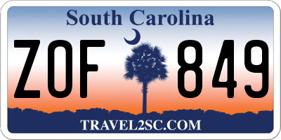 SC license plate ZOF849