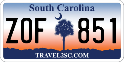 SC license plate ZOF851