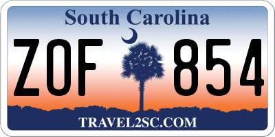 SC license plate ZOF854