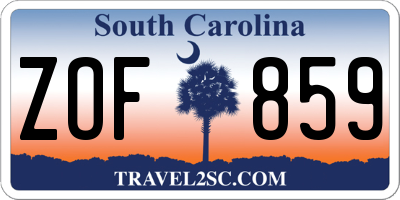 SC license plate ZOF859