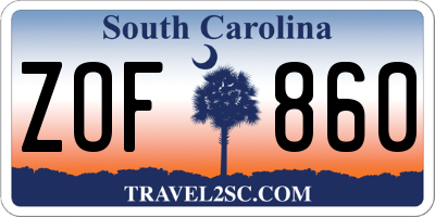 SC license plate ZOF860