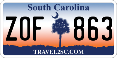 SC license plate ZOF863