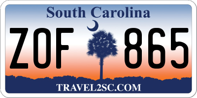 SC license plate ZOF865
