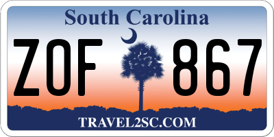 SC license plate ZOF867