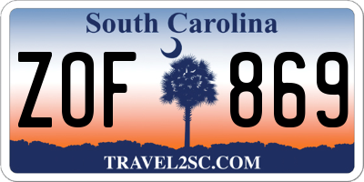 SC license plate ZOF869
