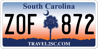 SC license plate ZOF872