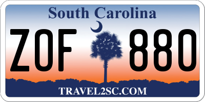 SC license plate ZOF880
