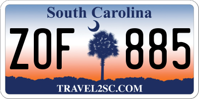 SC license plate ZOF885