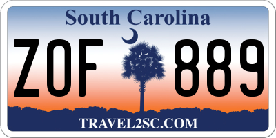 SC license plate ZOF889