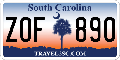 SC license plate ZOF890