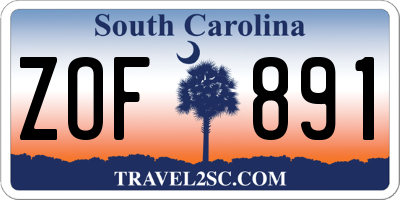 SC license plate ZOF891