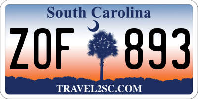 SC license plate ZOF893