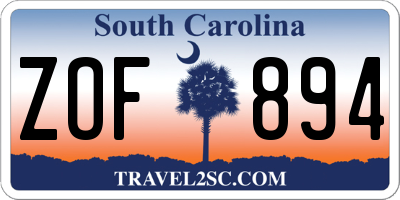 SC license plate ZOF894