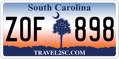 SC license plate ZOF898