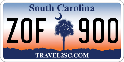 SC license plate ZOF900