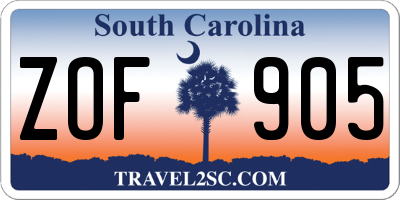 SC license plate ZOF905