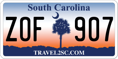 SC license plate ZOF907