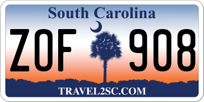 SC license plate ZOF908