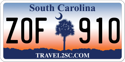 SC license plate ZOF910