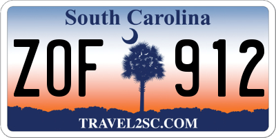 SC license plate ZOF912