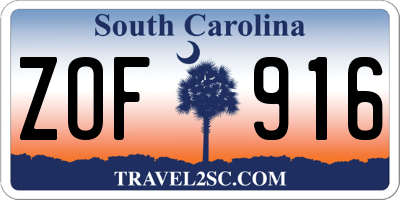 SC license plate ZOF916