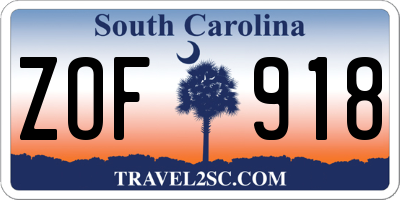 SC license plate ZOF918