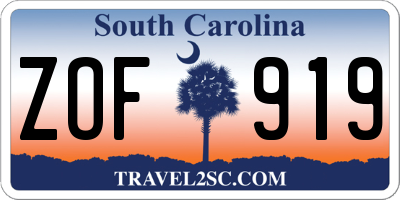 SC license plate ZOF919