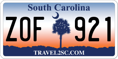 SC license plate ZOF921