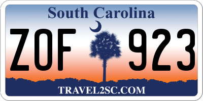 SC license plate ZOF923