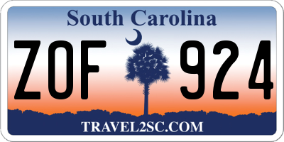 SC license plate ZOF924