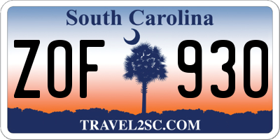 SC license plate ZOF930