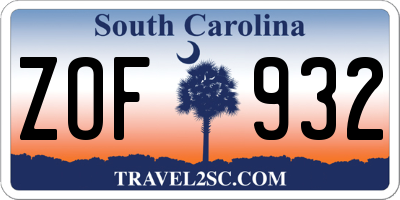 SC license plate ZOF932