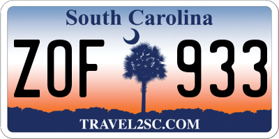SC license plate ZOF933