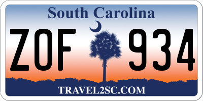 SC license plate ZOF934