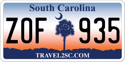 SC license plate ZOF935