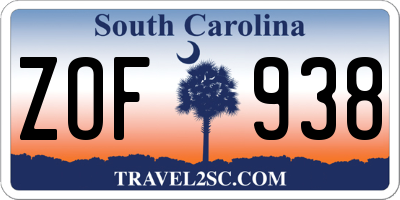 SC license plate ZOF938