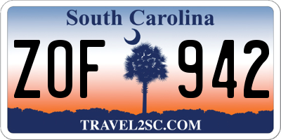 SC license plate ZOF942