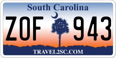 SC license plate ZOF943