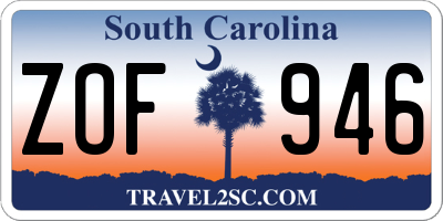 SC license plate ZOF946